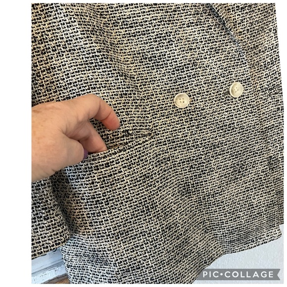 BACK BAY TWEED DOUBLE BREASTED BLAZER MADE IN USA FREE PEARL SAFETY PIN BROOCH - Picture 3 of 7